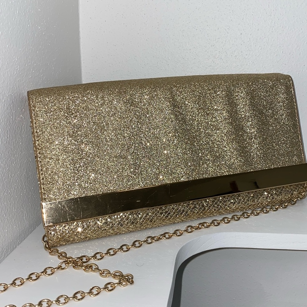 Aldo Women’s Gold Shiny Glittery Elegant Handbad